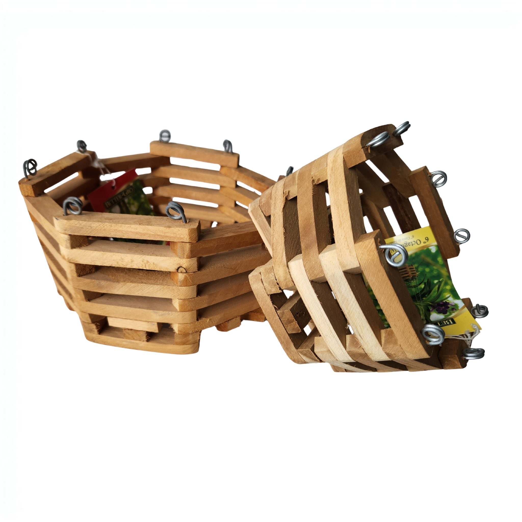 Octagon Wood Orchid Basket with 20" Wire Hanger