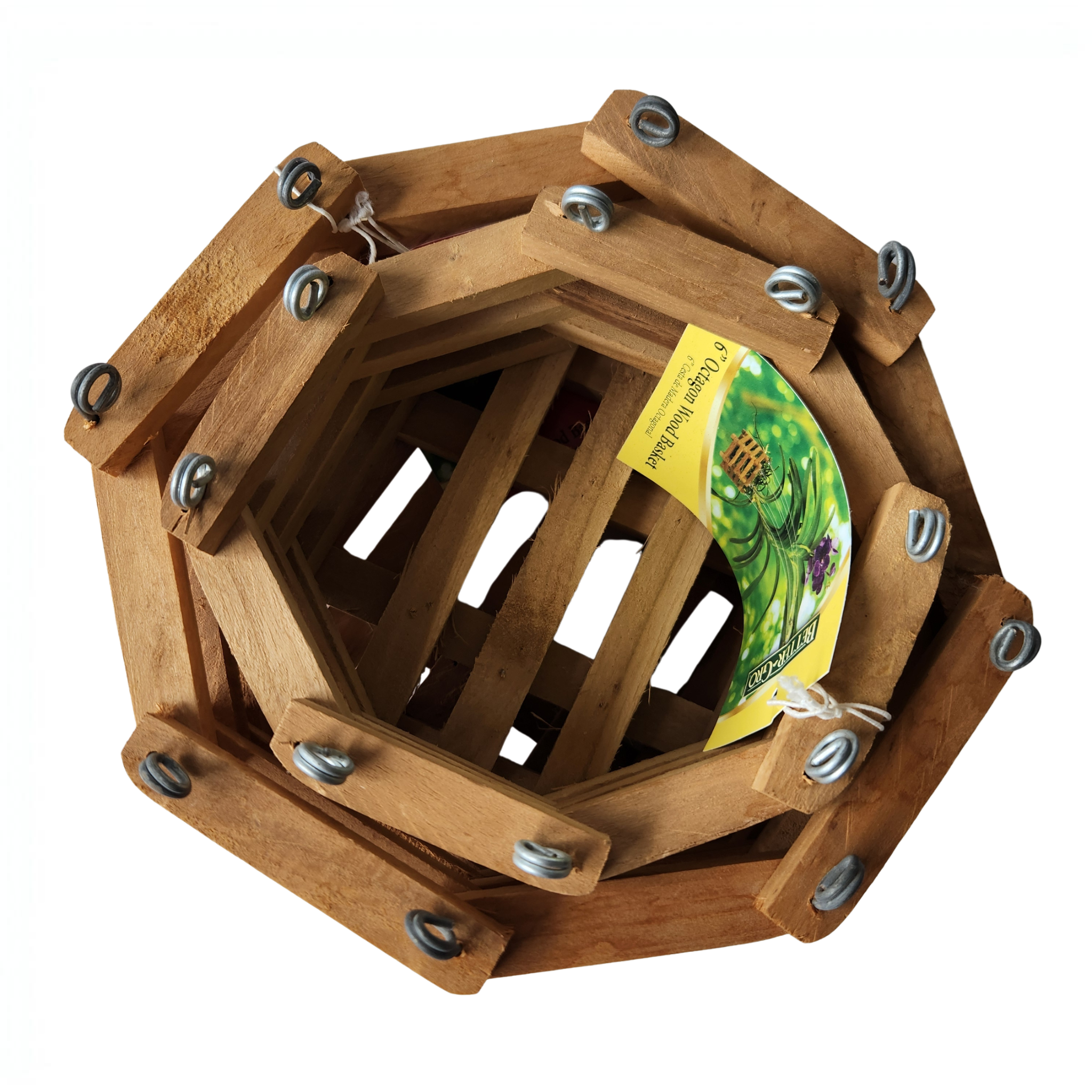 Octagon Wood Orchid Basket with 20" Wire Hanger