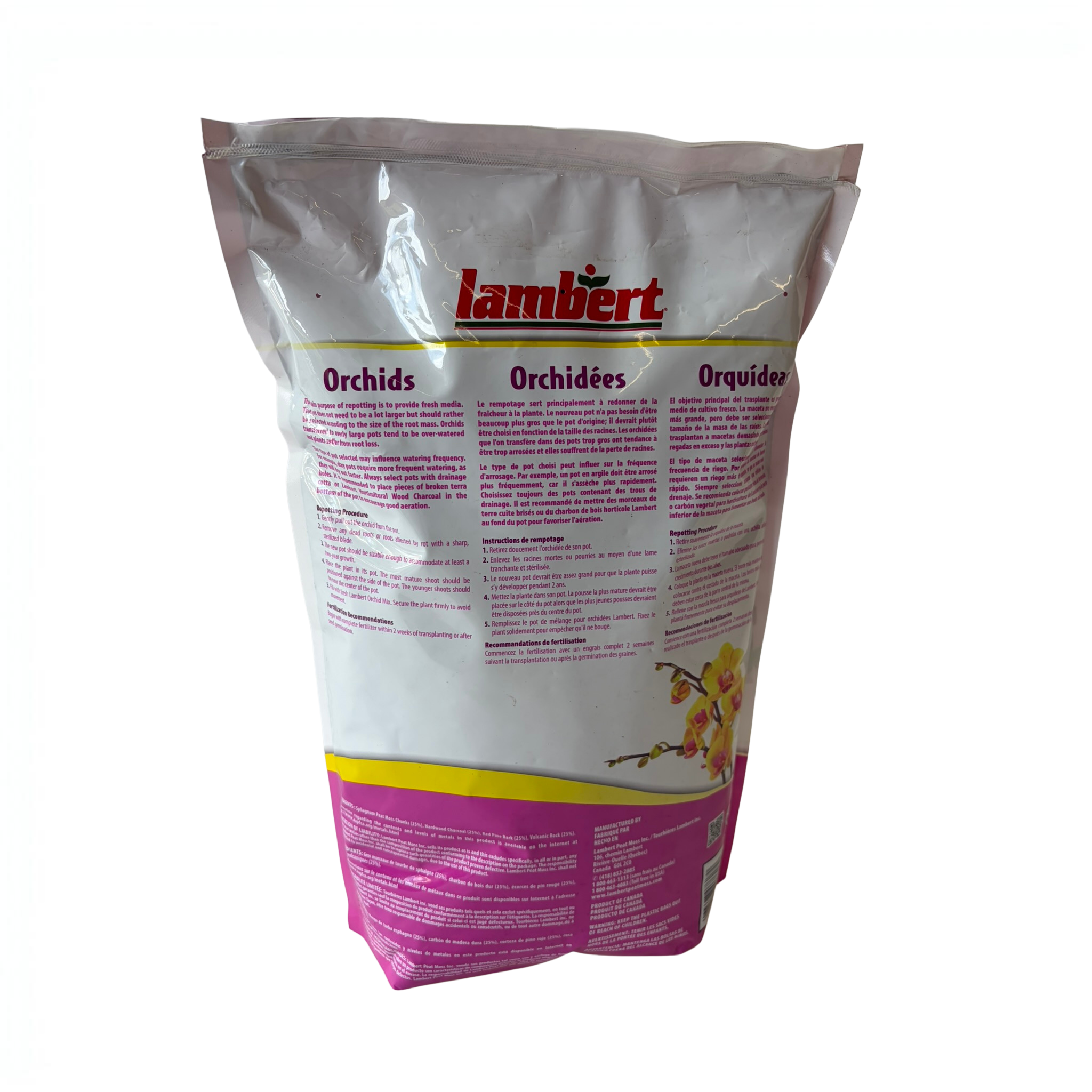 Lambert's Orchid Potting Mix | 4qt | Bark, Charcoal & Sphagnum Moss Blend