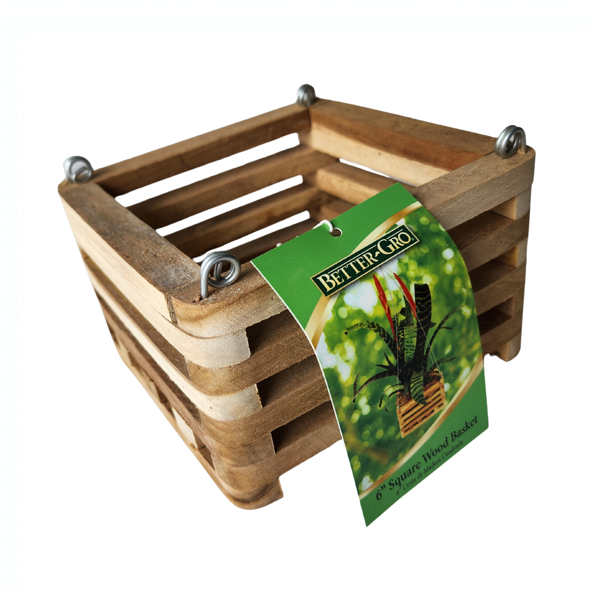 Square Wood Orchid Basket with 20" Wire Hanger | 4", 6", 8" & 10"